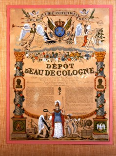 Poster 'Depot d'eau de cologne', hand painting, Paris ca. 1823.