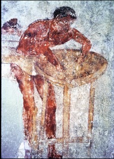 Palace of the Popes, fresco with a scene of preparing a banquet.
