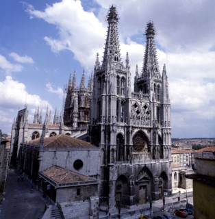 View of the Cathedral of Burgos, begun in 1221 and completed in the 15th century.