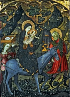 'Flight into Egypt', anonymous tempera Painting.