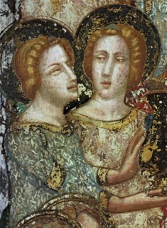 'Offering angels', detail. Mural of 1346 in the Chapel of Saint Michael or 'Day cell' from the P?
