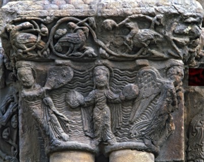 Capital of the Church of Santo Domingo de Soria, scene of Genesis, the Eternal Father separates t?