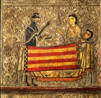 Front of Sant Marti of Gia or Xia in the Benasque Valley, Alta Ribagorza, with scenes of the life?