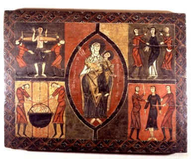 Front with the Virgin in the center of the altar in the church of Sant Quirze of Durro, in the Bo?