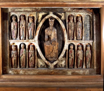 Polychromed sculpture with 'Maiestas Domini', front from Santa Maria de Taüll, Boi in Alta Ribago?