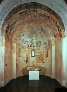 Apse of the chapel of Saint Michael in the Marmellar Castle in Baix Penedès.