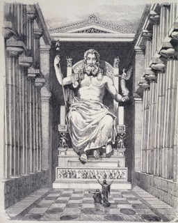 Chryselephantine statue of Zeus, built in year 471 BC, in the temple of Olympia, by Phidias. Germ?