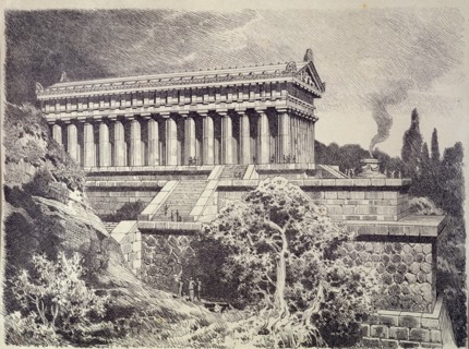 The Temple of Artemis, Greek goddess of hunt, in Ephesus, German engraving from 1886, one of the ?