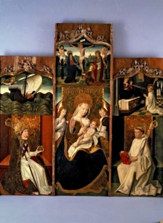 'Canapost Altarpiece', on 1490, dedicated to the Virgin, Saint Nicholas and Saint Bernard.