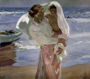 'Leaving the swim', Oil, 1915 by Joaquin Sorolla.