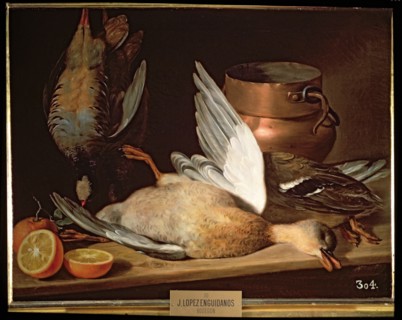 'Still Life with Duck', José Lopez Enguidanos oil.