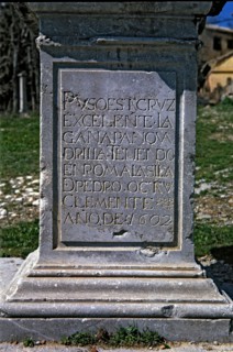 Way of the Sacro Monte. The Ganapanes Cross in the via crucis, erected in memory of Christian mar?