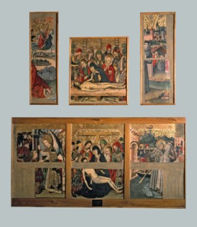 Predella and top side tables of the 'Altarpiece of Saint Bernardino and the guardian angel', 1462?