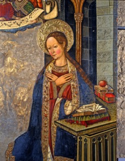 The Annunciation', detail of the Virgin, painting on table from the church of the Blood of Alcove?