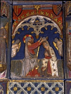 Coronation of the Virgin', detail of the 'Altarpiece of the Virgin of the Ascension', polichromed?
