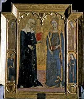 Central table of an altarpiece with Saint Martha and Saint Margaret, c. 1360.