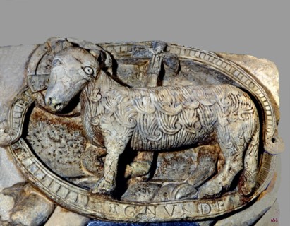 'Agnus Dei', sculptural relief, marble, c. 1160-1165, by the Master of Cabestany, from the monas?