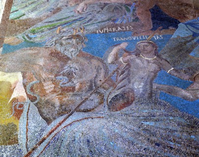 Cosmogonic mosaic representing celestial, terrestrial and aquatic deities. Euphrates and Tranquil?