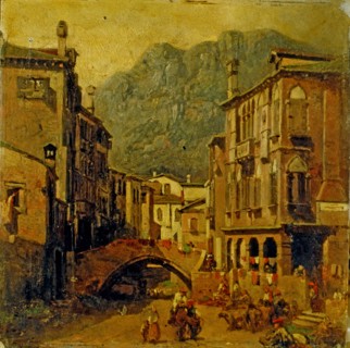 'Street of a village', 1867 by Josep Armet.
