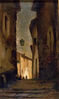 Street of a village' by Modest Urgell.