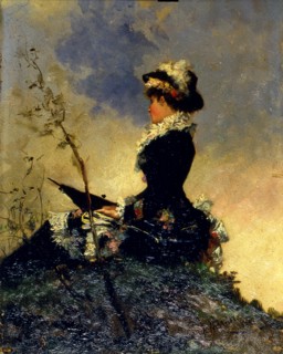 'Woman in the countryside', by Francesc Masriera 1881.