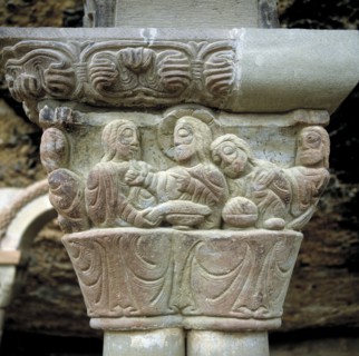 Capitel representing 'The Last Supper', in the cloister of the monastery of San Juan de la Peña (?