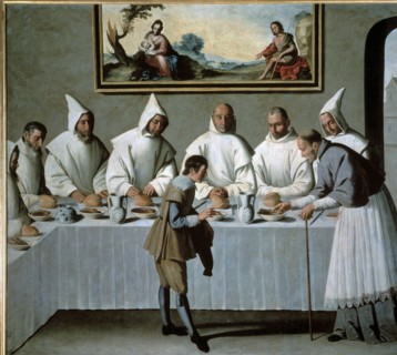 'St. Hugh in the Refectory of the Carthusians', oil by Francisco de Zurbaran.