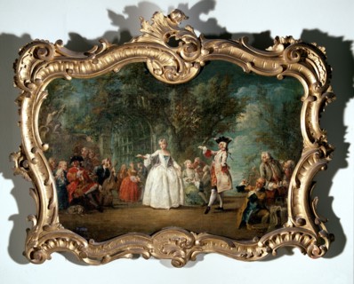 Charming party in a garden', oil on canvas.