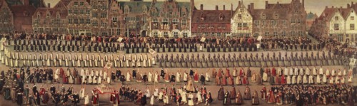 'Festival of Ommeganck or Parrot, Brussels: procession of Our Lady of Sablon', by Denis van Alsl?