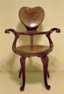 Chair with arms of the desk of the commercial office Calvet House, 1904, designed by Antoni Gaudi.