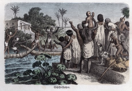 Ancient History. Egypt. Water games. German engraving, 1865.