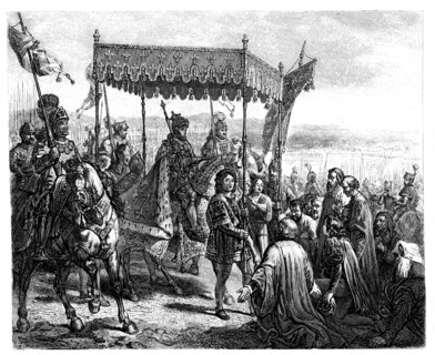 Entry of Charles VIII (1470-1498) in Naples on May 12, 1495, engraving from 1853.