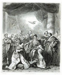 Institution of the Order of the Holy Spirit on January 1, 1579 by King Henry III, engraving from ?