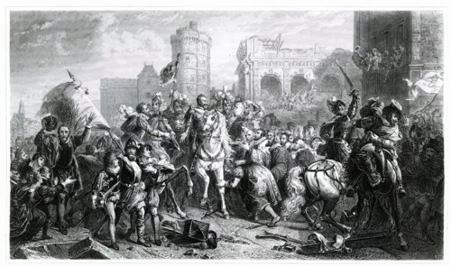 Entry of Henri IV in Paris in 1594 after his conversion to Catholicism and his proclamation as ki?