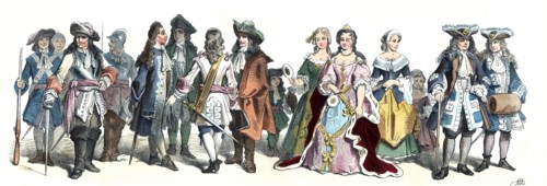 Personages of the time of Louis XIV. German Engraving 1860.