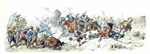 Thirty Years War. Attack of the German Imperial Lancers on the Swedish infantry. 17th century. Ge?