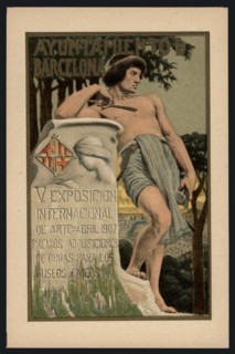 Postcard. Poster of the 5th International Exhibition of Art. Barcelona City Council. April 1907.