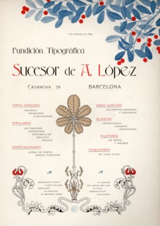 Modernist advertising for the Fundición Tipográfica de A. Lopez, Barcelona, 1900.