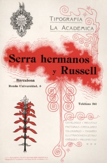 Modernist advertising of Tipografía La Académica. Barcelona, 1900.