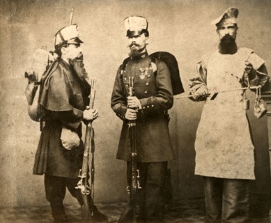 Infantry army and cook from the Spanish army in 1860.