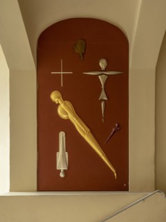 Relief by Joost Schmidt, main building, Bauhaus-University, Weimar, Germany,  (1904-1911), 2018.  Artist: Alan John Ainsworth.
