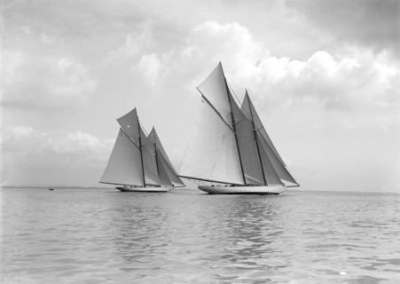The magnificent schooners 'Germania' and 'Waterwitch', 1911. Creator: Kirk & Sons of Cowes.