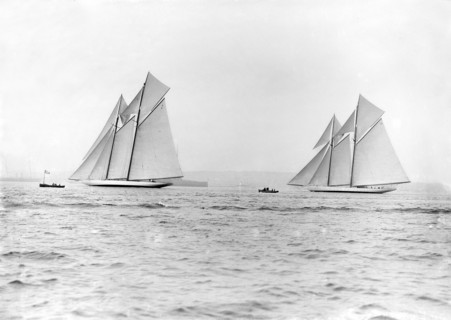 The schooners 'Margherita' & 'Germania', 1913. Creator: Kirk & Sons of Cowes.