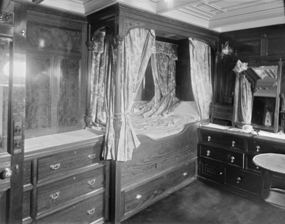 Interior of cabin on steam yacht 'Venetia', 1920. Creator: Kirk & Sons of Cowes.