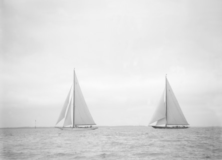 The J-Class yachts 'Shamrock V' and 'Britannia', 1934. Creator: Kirk & Sons of Cowes.