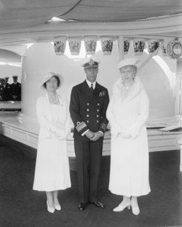 Queen Mary with the Duke and Duchess of York aboard 'HMY Victoria and Albert', 1933. Creator: Kirk & Sons of Cowes.