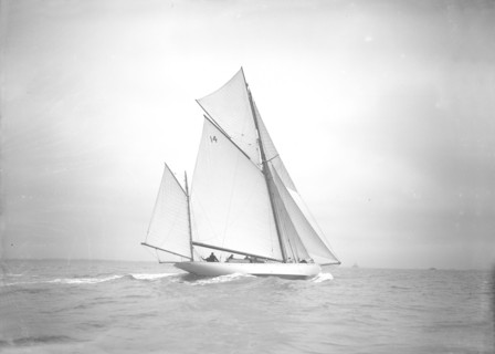 The yawl 'Celia' under way, 1911. Creator: Kirk & Sons of Cowes.