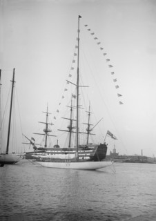 'Istria' moored with dressing flags, 1912. Creator: Kirk & Sons of Cowes.