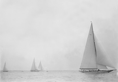 The 23-metre cutter 'Astra' sailing close-hauled, 1935. Creator: Kirk & Sons of Cowes.
