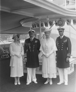 King George V, Queen Mary, the Duke and Duchess of York aboard 'HMY Victoria and Albert', 1935. Creator: Kirk & Sons of Cowes.